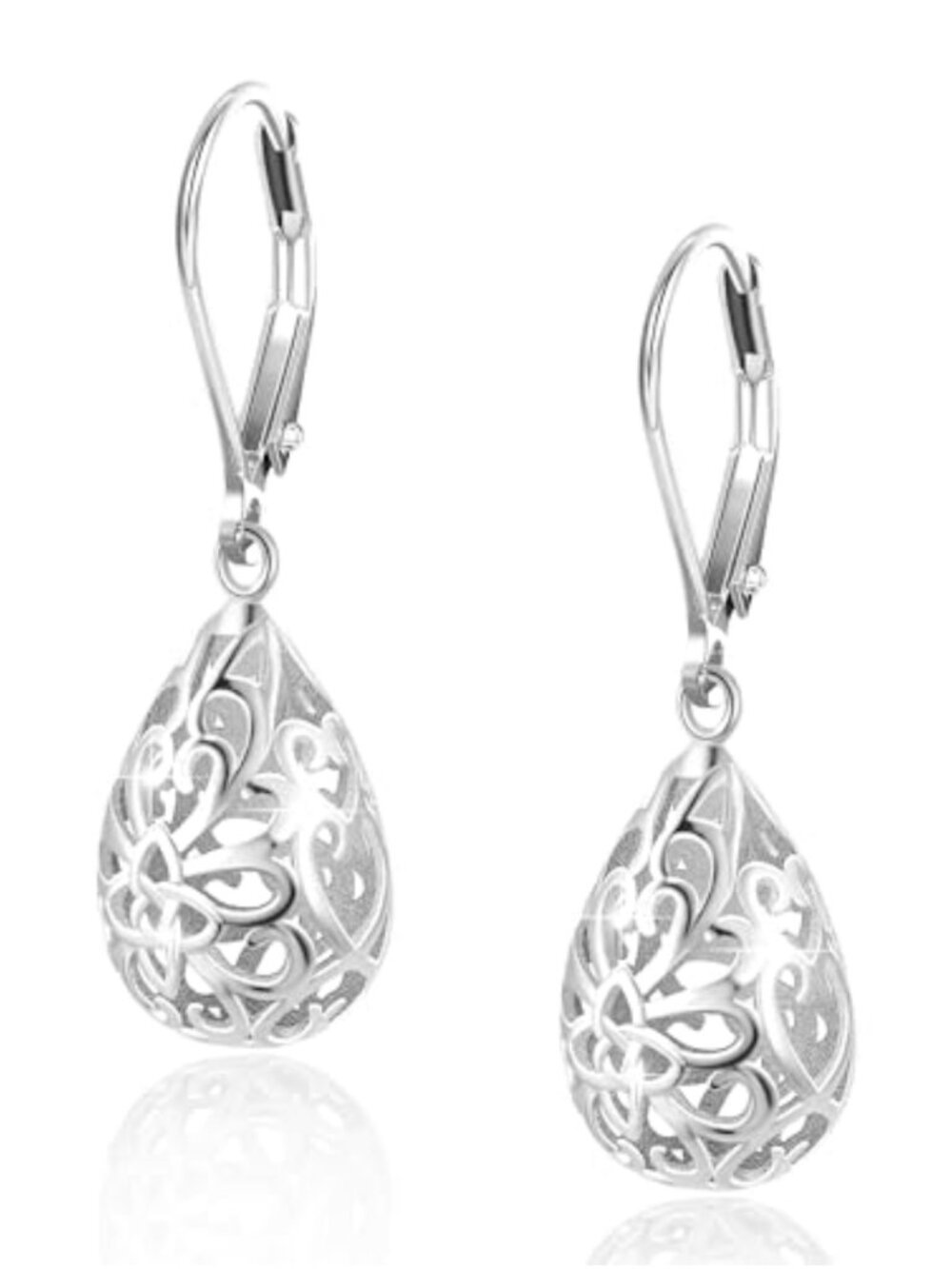 925 Sterling Silver Plated Teardrop Dangle Earrings Leverback Drop